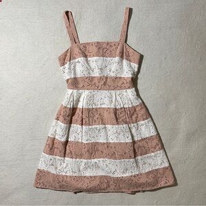 LOFT Women's Size 0 Lace Dress in Pink and Cream
